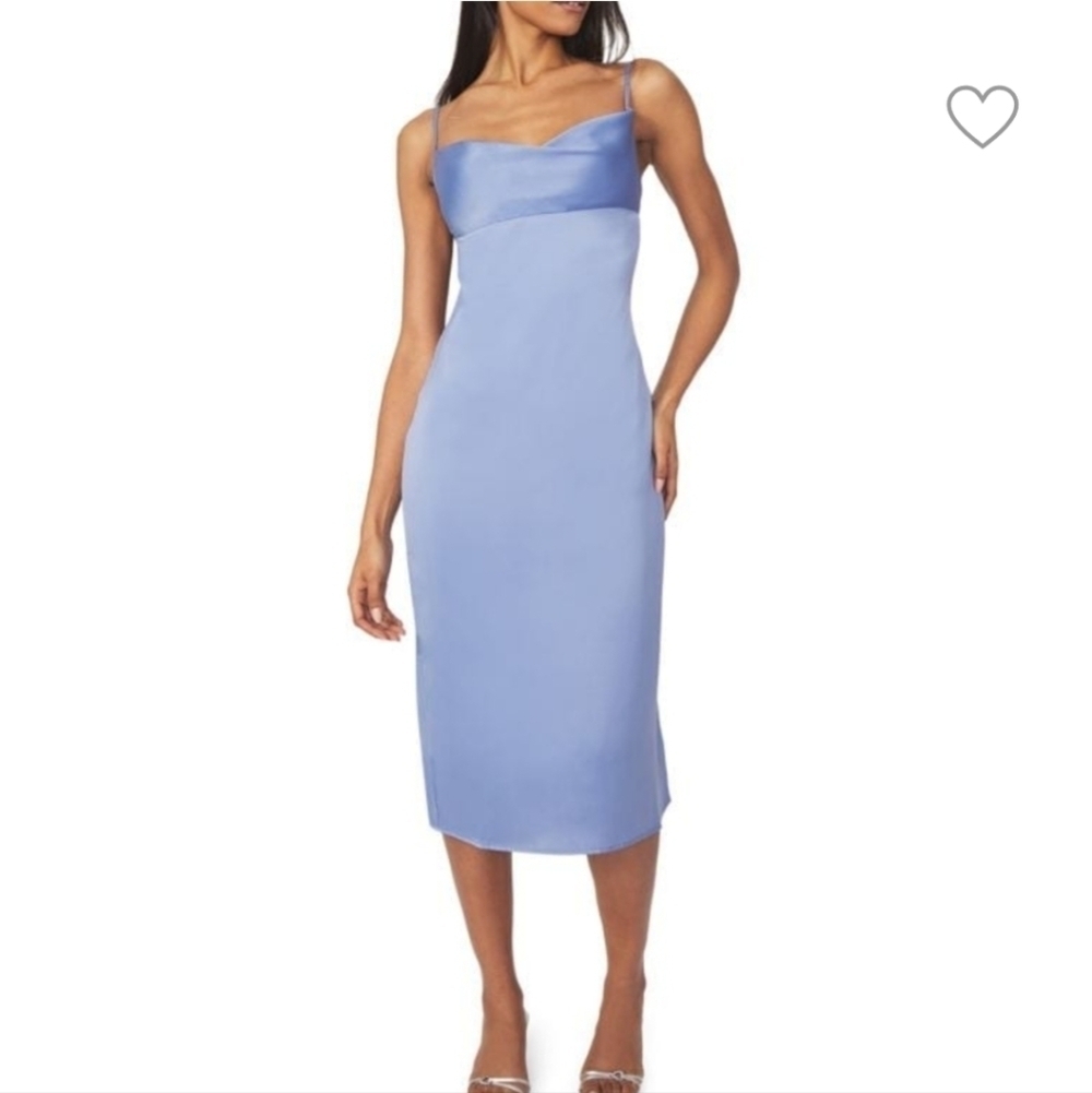 WeWoreWhat Slate Blue Satin Midi Dress New Size Small
